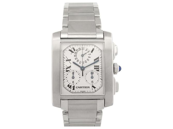 NUOVO OROLOGIO CARTIER 2303 CARROZZERIA FRANCESE GM CRONOGRAFO IN ACCIAIO AL QUARZO OROLOGIO Argento