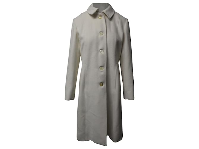 Grande Cappotto Aquascutum in Lana Angora Panna Bianco Crudo