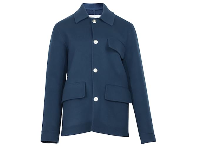 Blazer Sandro Paris due tasche in lana blu