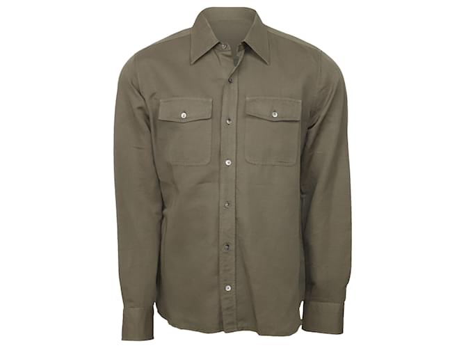 Camicia Button Down di Tom Ford in lino verde