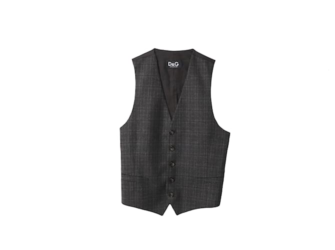 Dolce & Gabbana Gilet Scozzese in Poliestere Grigio