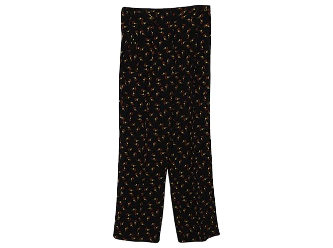 Pantaloni Cropped Etro Stampati in Seta Nera Nero