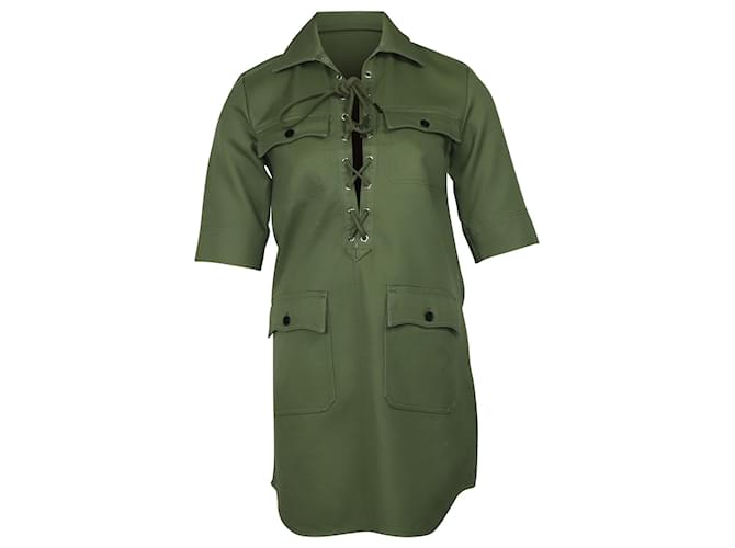 Zadig & Voltaire Record Brodé Tigre Abito chemisier in cotone verde kaki Cachi