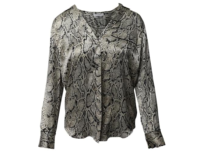 Equipment Blusa Button Down in Seta Multicolor con Stampa Pelle di Serpente Stampa python