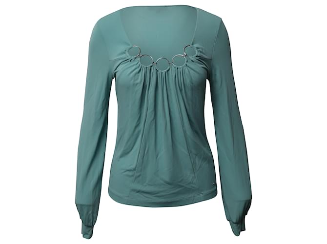 Top Escada a maniche lunghe con dettaglio Hoop in blu rayon