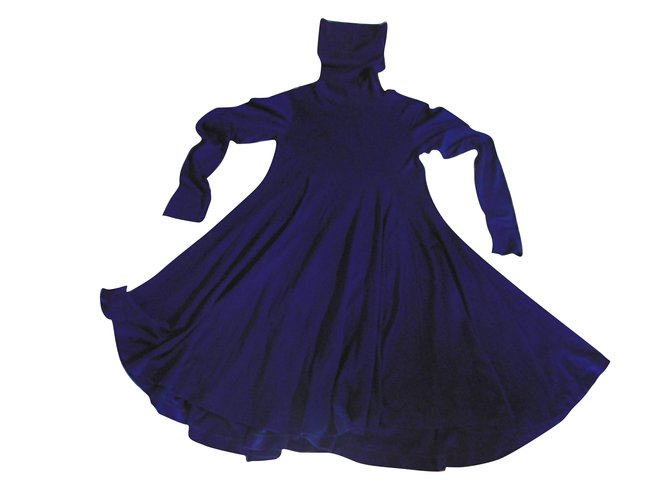 Issey Miyake Wool Fishtail Dress Blu