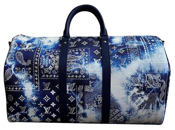 Abbesses Louis Vuitton Keepall 50 Bandana Bianco Blu