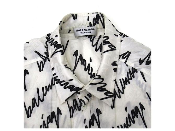 *BALENCIAGA BLUSA NEW SCRIBBLE CREPE Blusa Balenciaga New Scribble Crepe / Oversize / Silk Bianco (bianca) Taglia: 34 (S equivalente)
