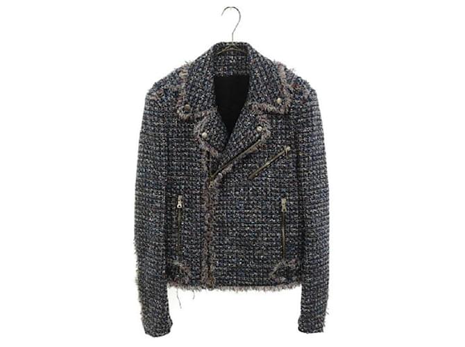 *Giacca da motociclista in tweed con paillettes BALMAIN Argento