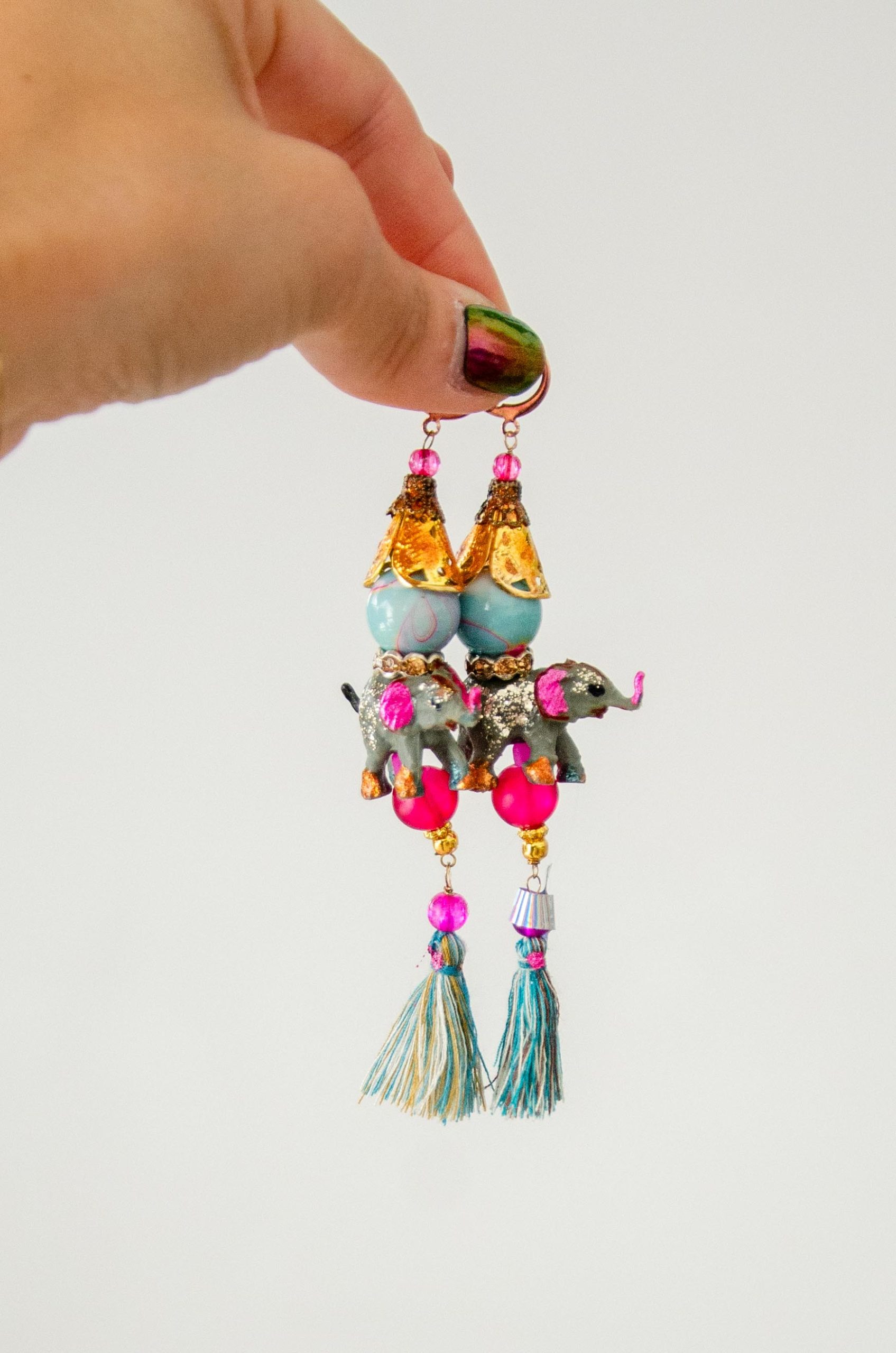 Orecchini 100% handmade pendenti con animaletti - ELEFANTI