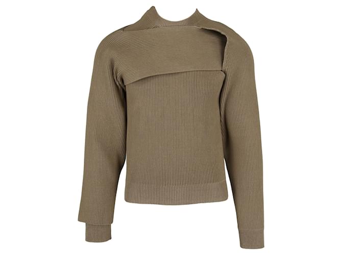 Bottega Veneta Maglione da uomo a coste asimmetriche Beige