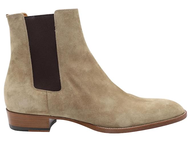 Stivali Saint Laurent Wyatt in camoscio beige