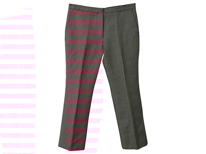 MSGM Pantaloni eleganti con motivo pied de poule in lana felpata rossa Rosso