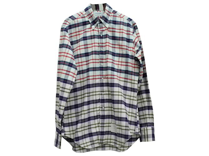 Camicia Thom Browne a Quadri in Cotone Multicolor Stampa python