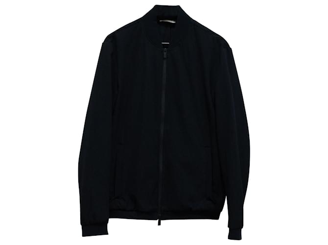 Bomber Armani Seersucker in cotone blu navy