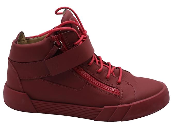 Sneakers Alte Giuseppe Zanotti in Pelle Rossa Rosso