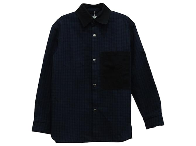 Autre Marque Camicia Button Down Acne Studios con stampa a scacchi in lana blu navy