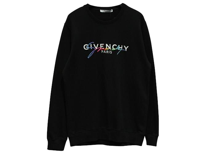 Maglia girocollo con logo arcobaleno di Givenchy in cotone nero