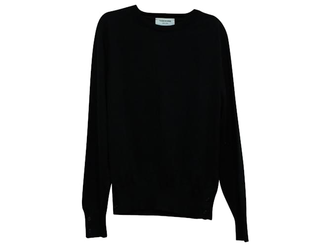 Maglia girocollo di Thom Browne in lana nera Nero