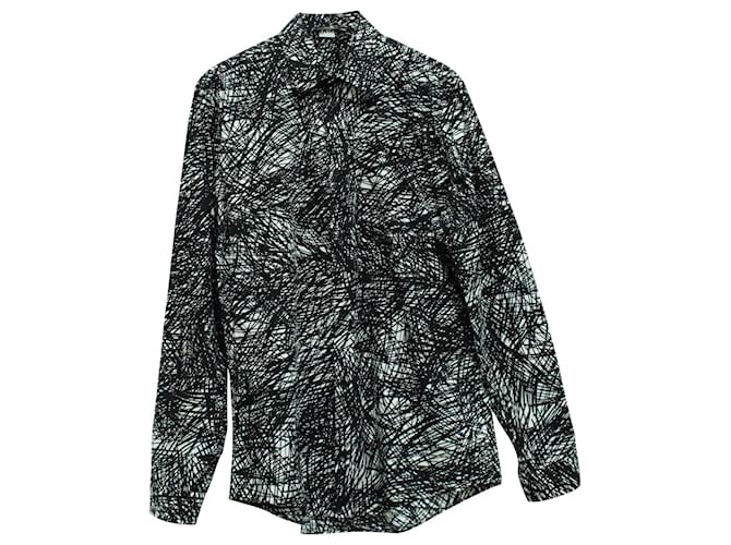 Camicia abbottonata a maniche lunghe con stampa Noise di Balenciaga in cotone nero
