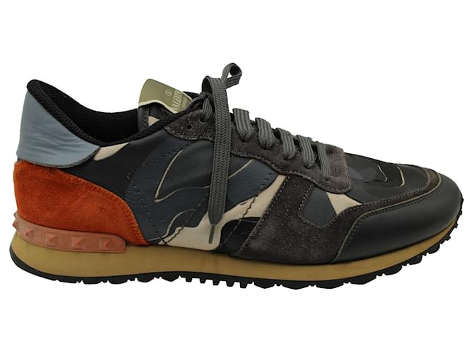 Sneakers Low Top Rockrunner Valentino Garavani in Pelle Multicolor e Suede Multicolore