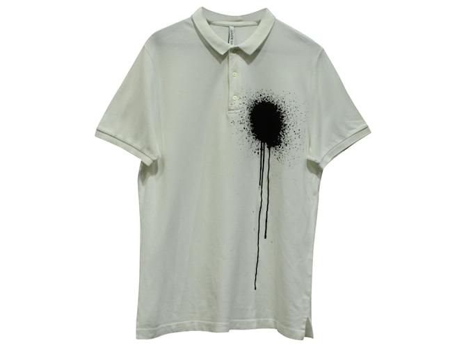 Neil Barrett Polo Neil Barett Spray Print in cotone bianco Crudo
