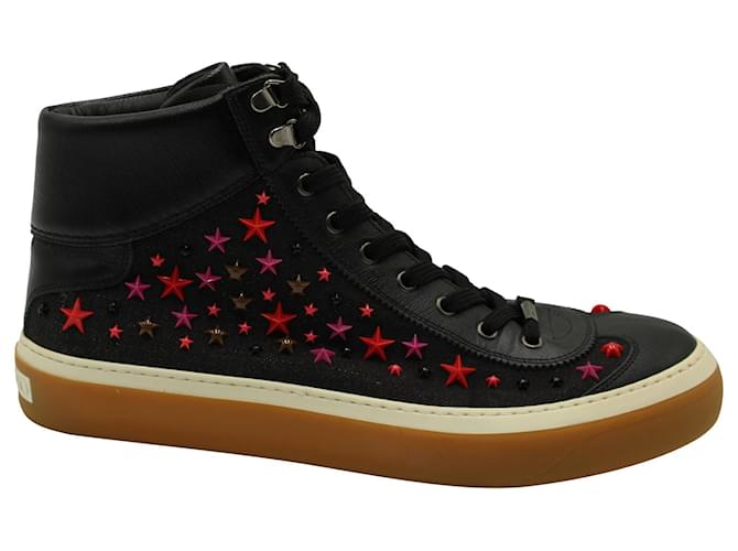 Sneakers Alte Jimmy Choo Star Stud in Pelle Nera Nero