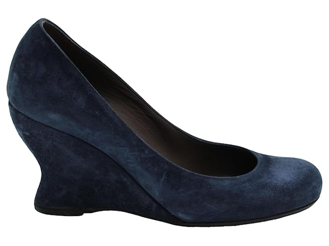 Zeppa Bottega Veneta Punta Rotonda in Scamosciato Blu Navy