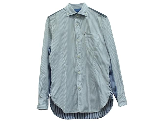 Autre Marque Camicia abbottonata a righe Junya Watanabe x Comme Des Garcon in cotone blu Stampa python