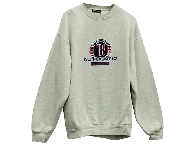 Felpa con stampa logo Balenciaga in cotone grigio