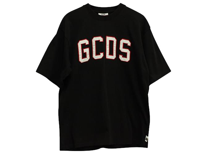 T-shirt con stampa logo GCDS in cotone nero