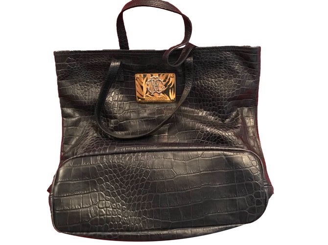 Borsa a spalla grande in pelle firmata ROBERTO CAVALLI Blu