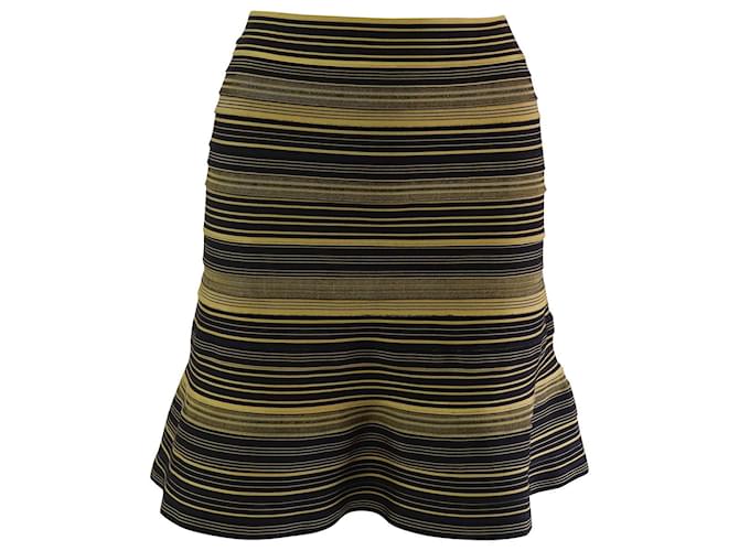 Gonna svasata con fascia Herve Leger in cotone giallo/nero