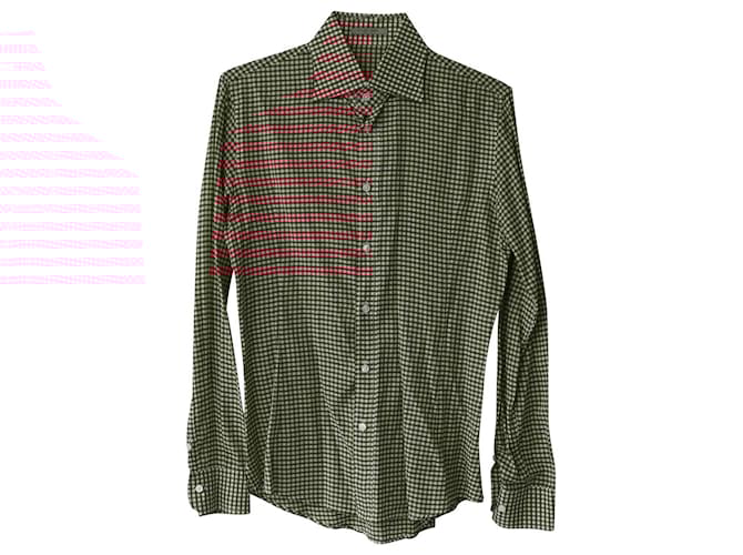 Camicia Bottega Veneta a Quadri in Cotone Rosso