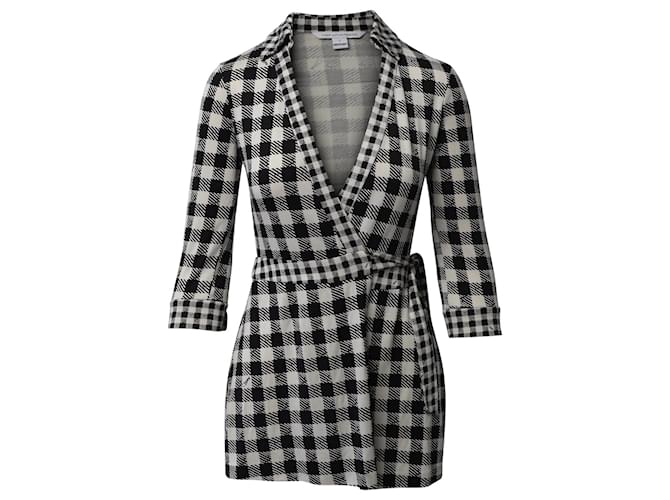 Tuta corta Diane Von Furstenberg a quadri in viscosa nera/bianca Nero