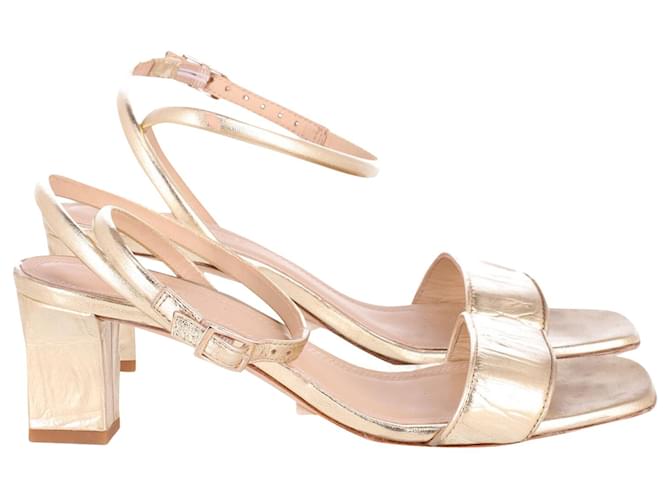 Sandro Sandro Block Heel Metallic in Pelle Oro D'oro Metallico