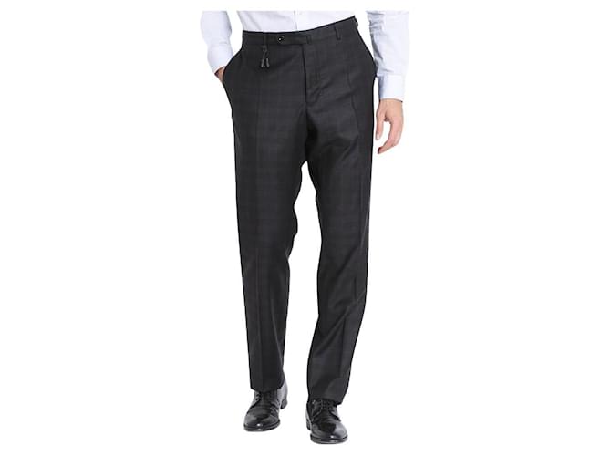 Pantaloni casual da uomo in lana nuovi di zecca Incotex Multicolore Grigio antracite