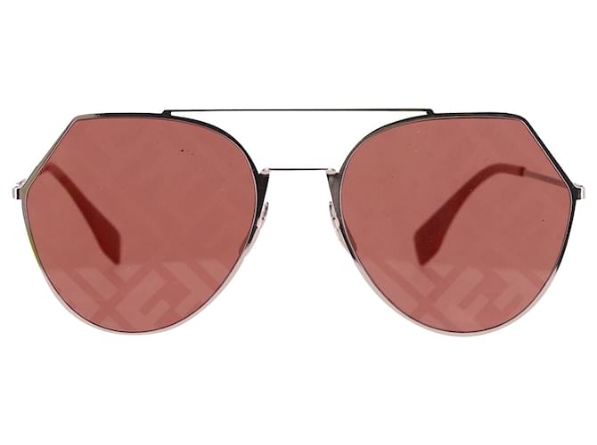 Occhiali da sole Fendi Eyeline Aviator in metallo rosso