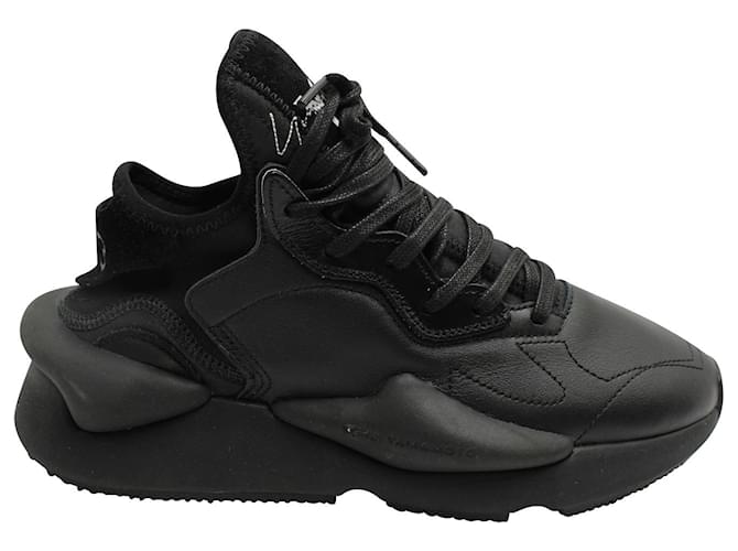 Y3 Y-3 Sneakers Kaiwa in Pelle Nera Nero