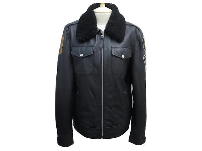 NEW SCHOTT POLICE NEW YORK GIACCA IN PELLE GIACCA CON COLLO DI PECORA Nero