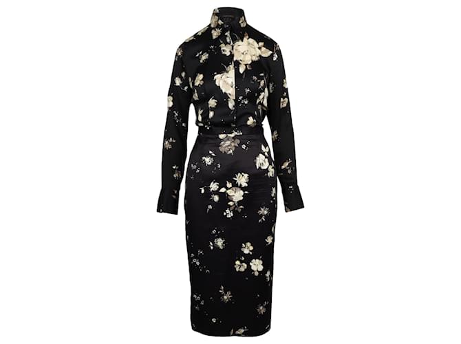 Camicia stampata con fiori Roberto Cavalli Nero