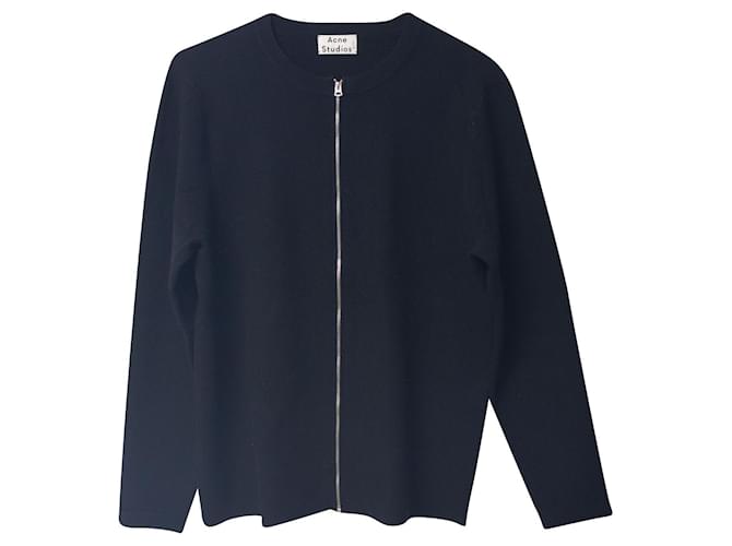 Cardigan con zip Acne Studios in viscosa nera Nero