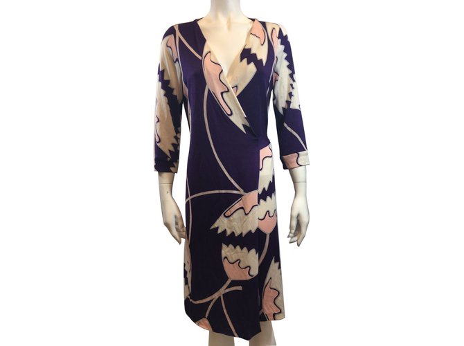 Diane Von Furstenberg Vestito Rosa Bianco Porpora