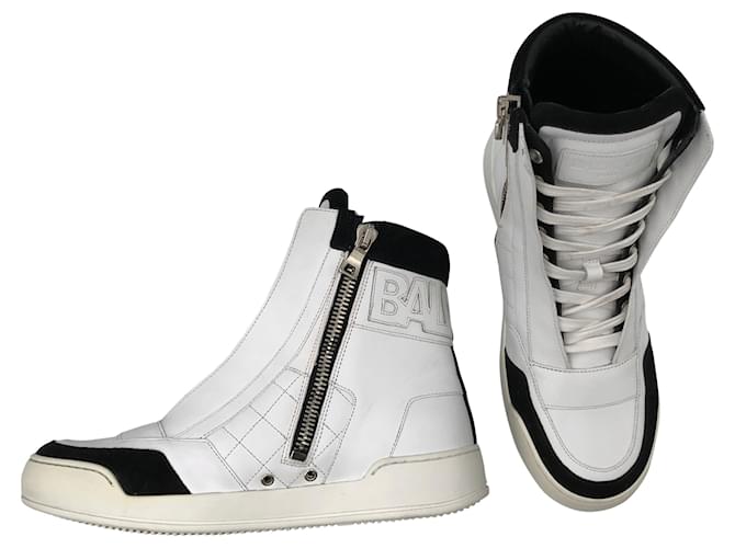Balmain Sneakers alte in pelle bianca Bianco