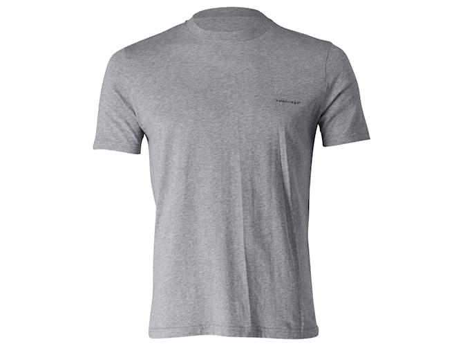 T-shirt con logo Balenciaga in cotone grigio