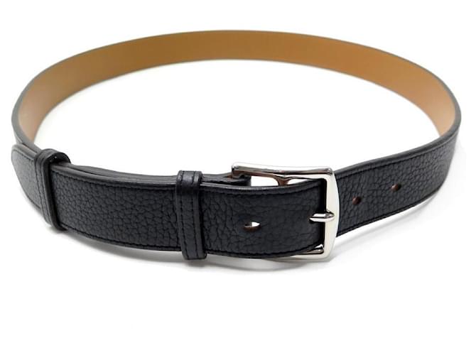 Cintura di Etrivière Hermès 32 T95 TAURILLON CLEMENCE FIBBIA PER CINTURA IN PELLE ACCIAIO Nero