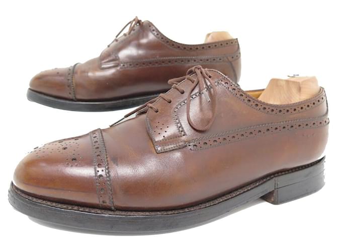 SCARPE JM WESTON 579 SOLETTA TRIPLA DERBY 8.5E 42.5 SCARPE AMPIE IN PELLE Marrone