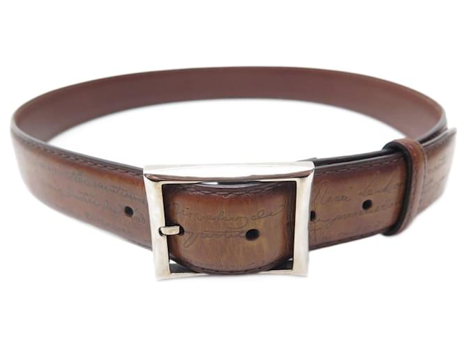 CINTURA BERLUTI CLASSICO SCRITTO 85 CINTURA IN PELLE MARRONE CM