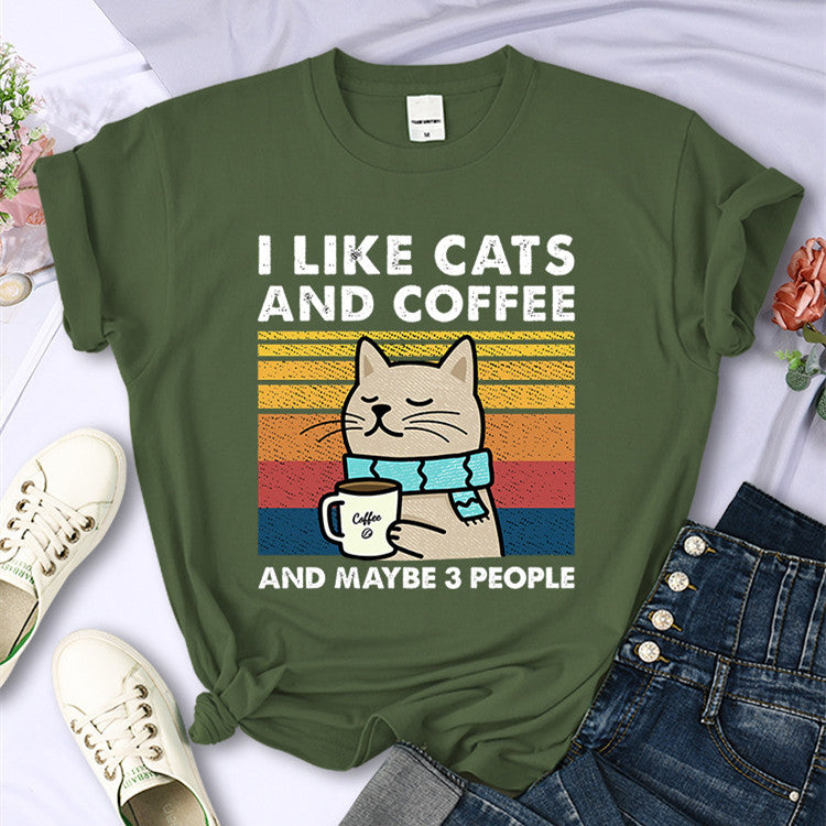 T-shirt I LIKE CATS AND COFFEE
