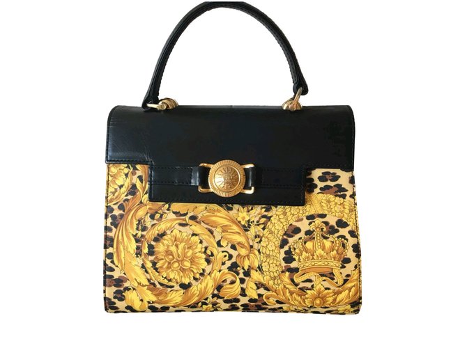 Gianni Versace Borsa barocca con meduse Nero Giallo